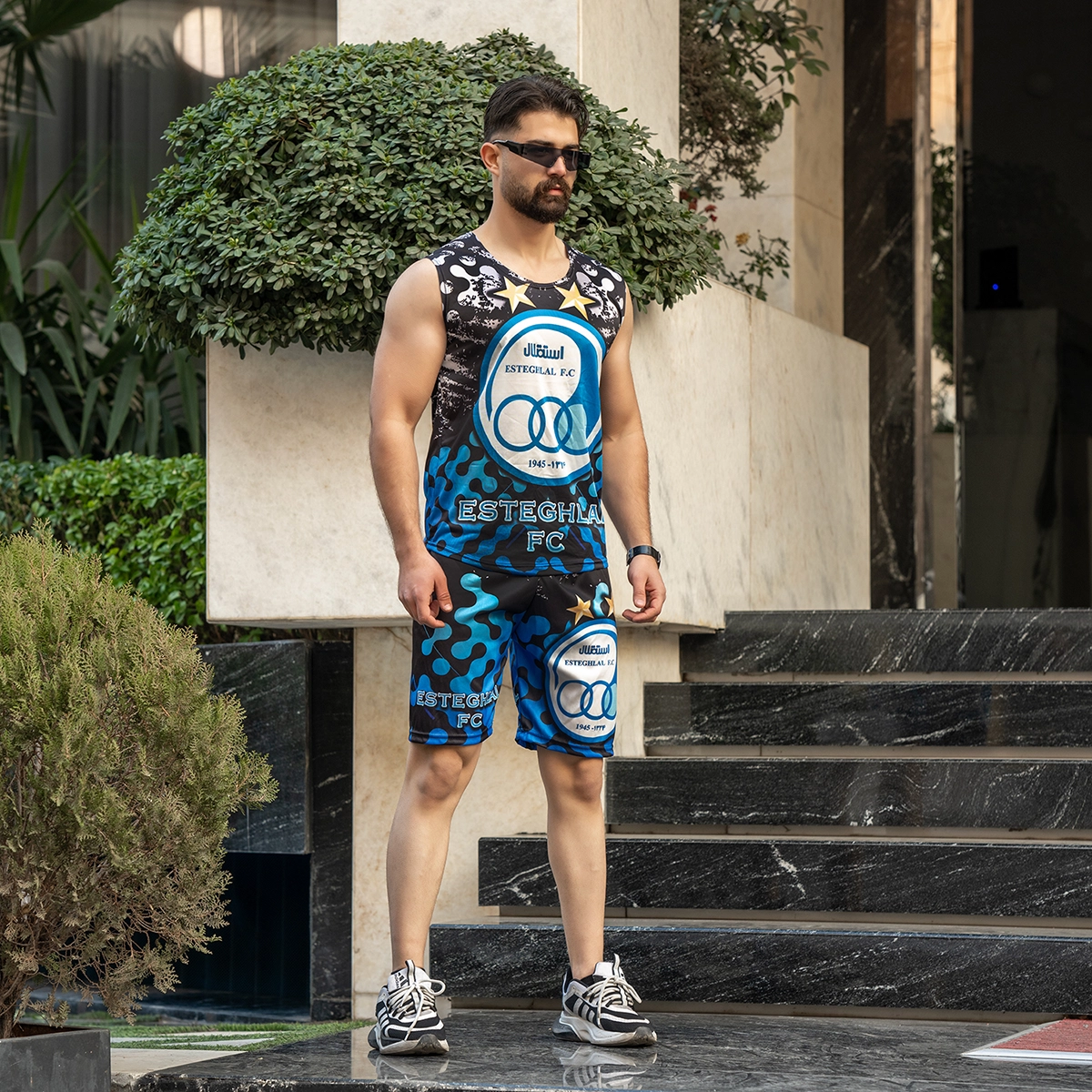 پکیج ست رکابی شلوارک و ست تیشرت شورت استقلال