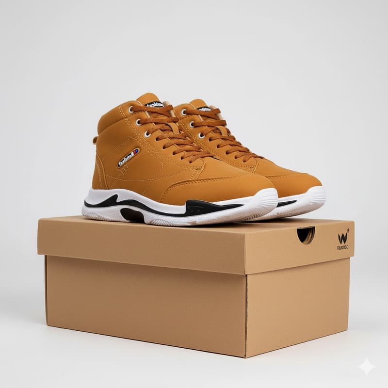 کفش ساقدار مردانه نسکافه ای مدل EMTO